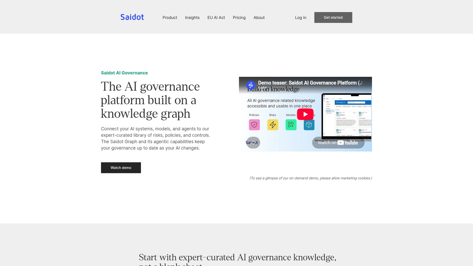 Saidot AI governance product page