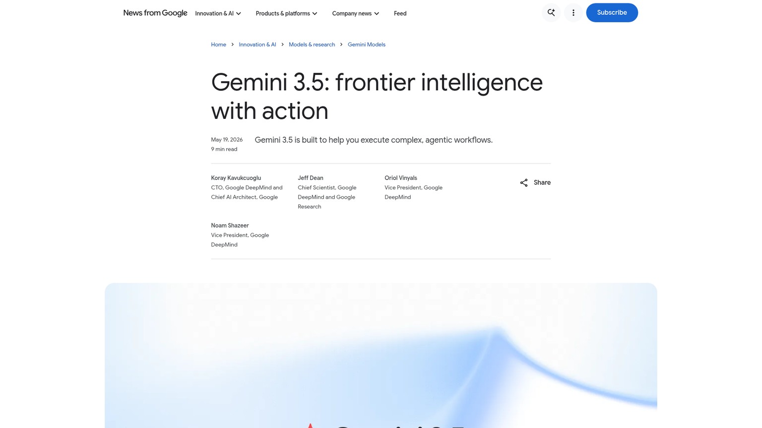 Google's official Gemini 3.5 announcement page