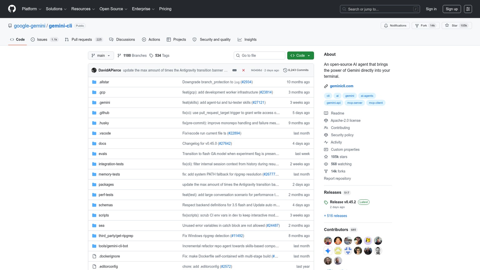 Gemini CLI open-source repository on GitHub