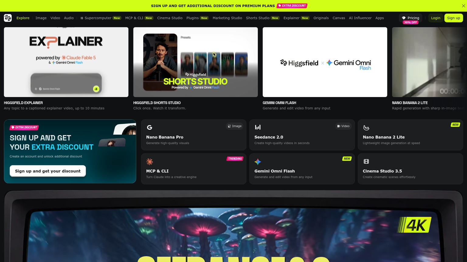 Higgsfield AI platform interface