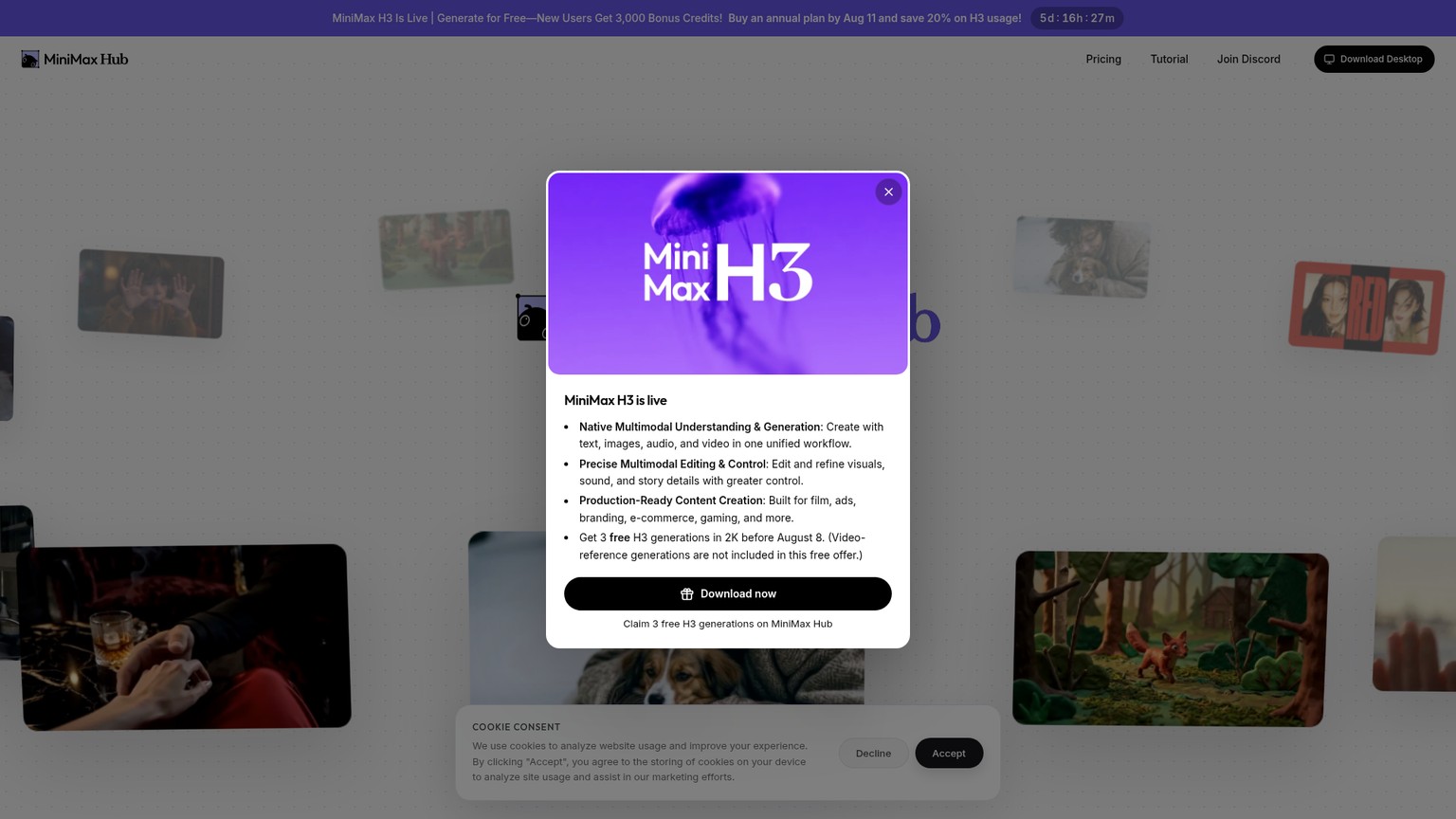 MiniMax Hub canvas coordinating script, storyboard, image, video, music, and voice agents