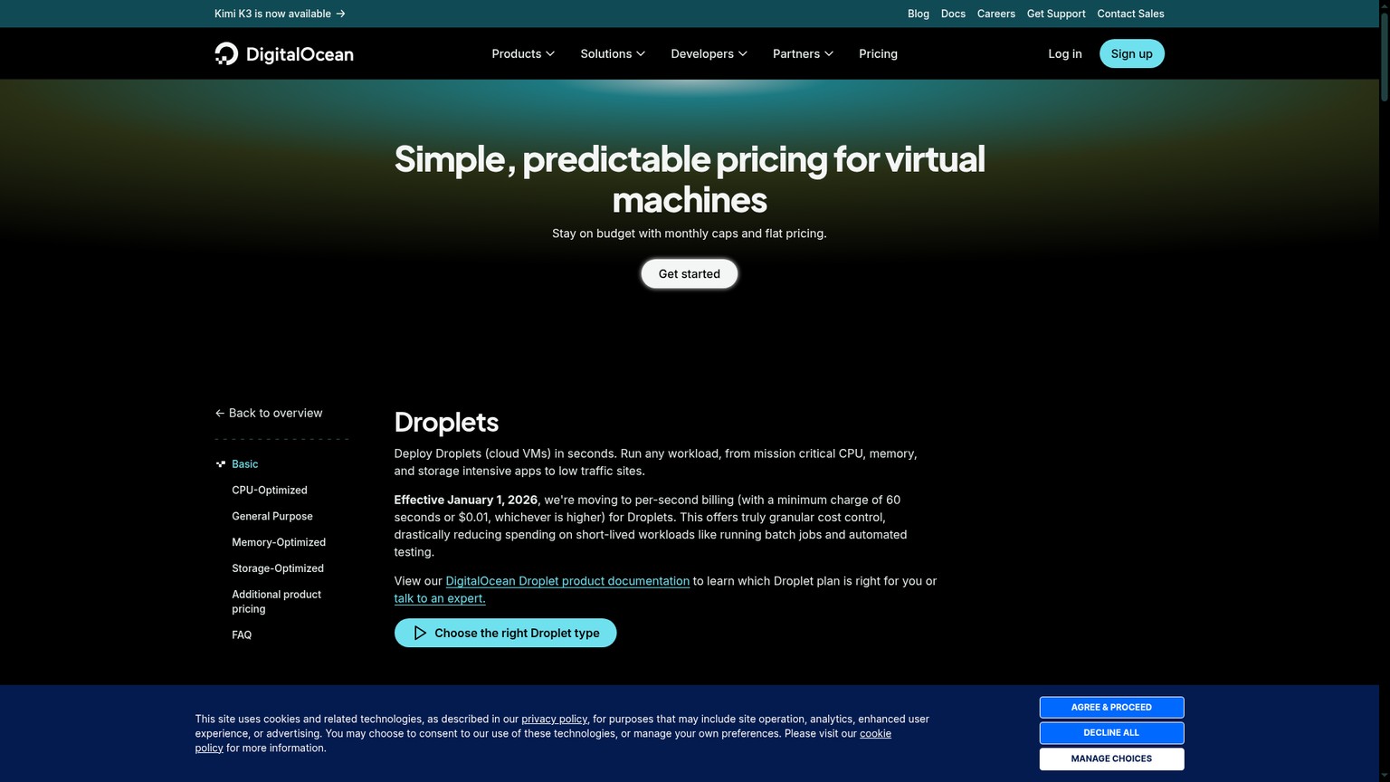 DigitalOcean Basic Droplet prices and backup costs