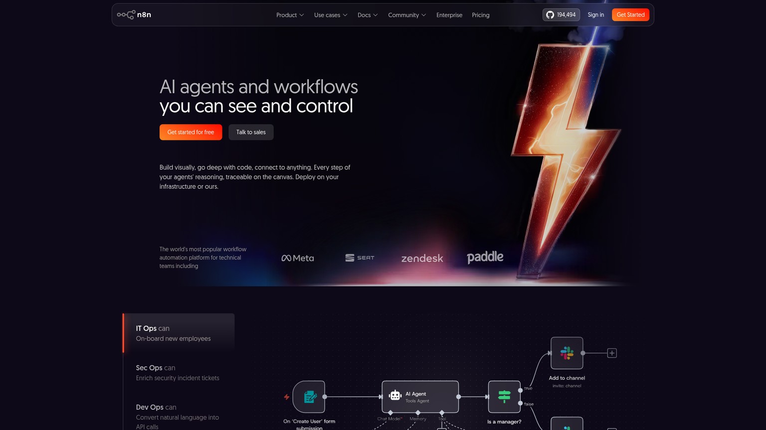 n8n workflow automation homepage