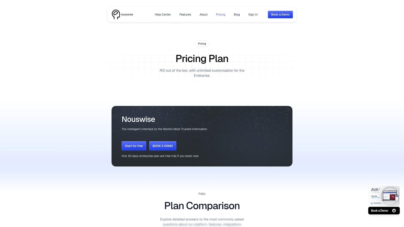 Nouswise-Preisseite mit den Tarifen Starter, Essential, Pro und Enterprise