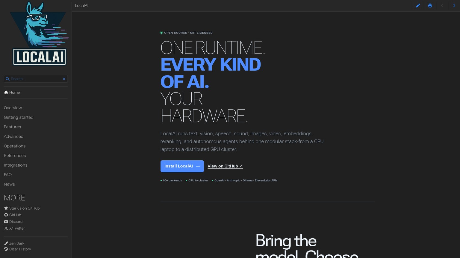 LocalAI local inference API platform