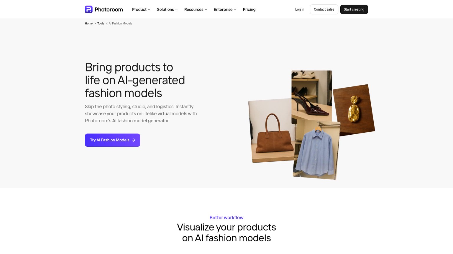 Photoroom AI Fashion Models product workflow