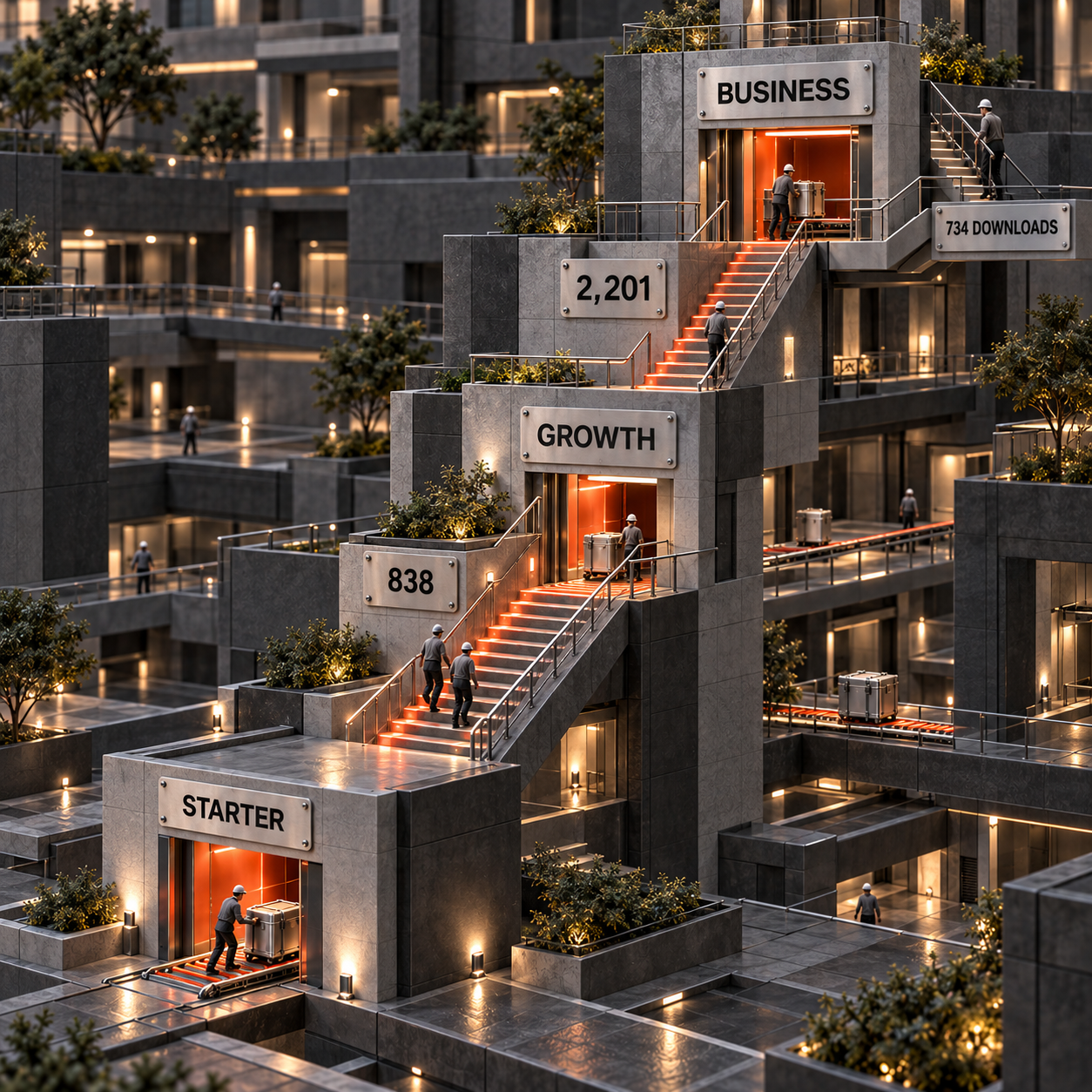 Architectural decision route showing RenderIO plan crossover points at 838 and 2201 credits plus 734 downloads