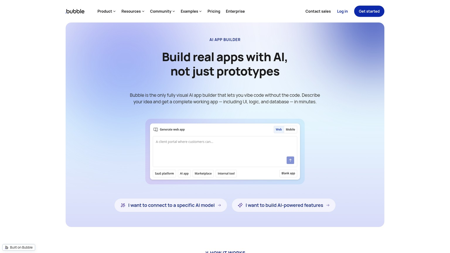 Bubble AI app builder and visual editor