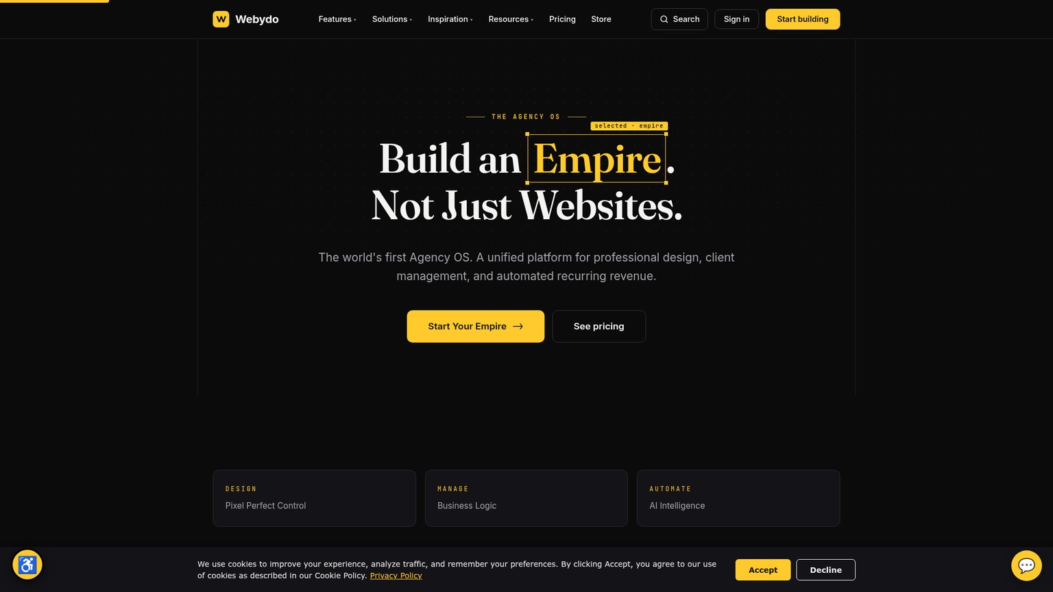 منصة Webydo لمواقع الوكالات من دون كود