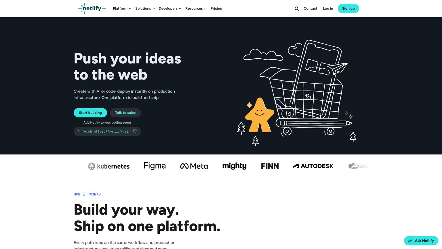 Netlify deployment platform homepage