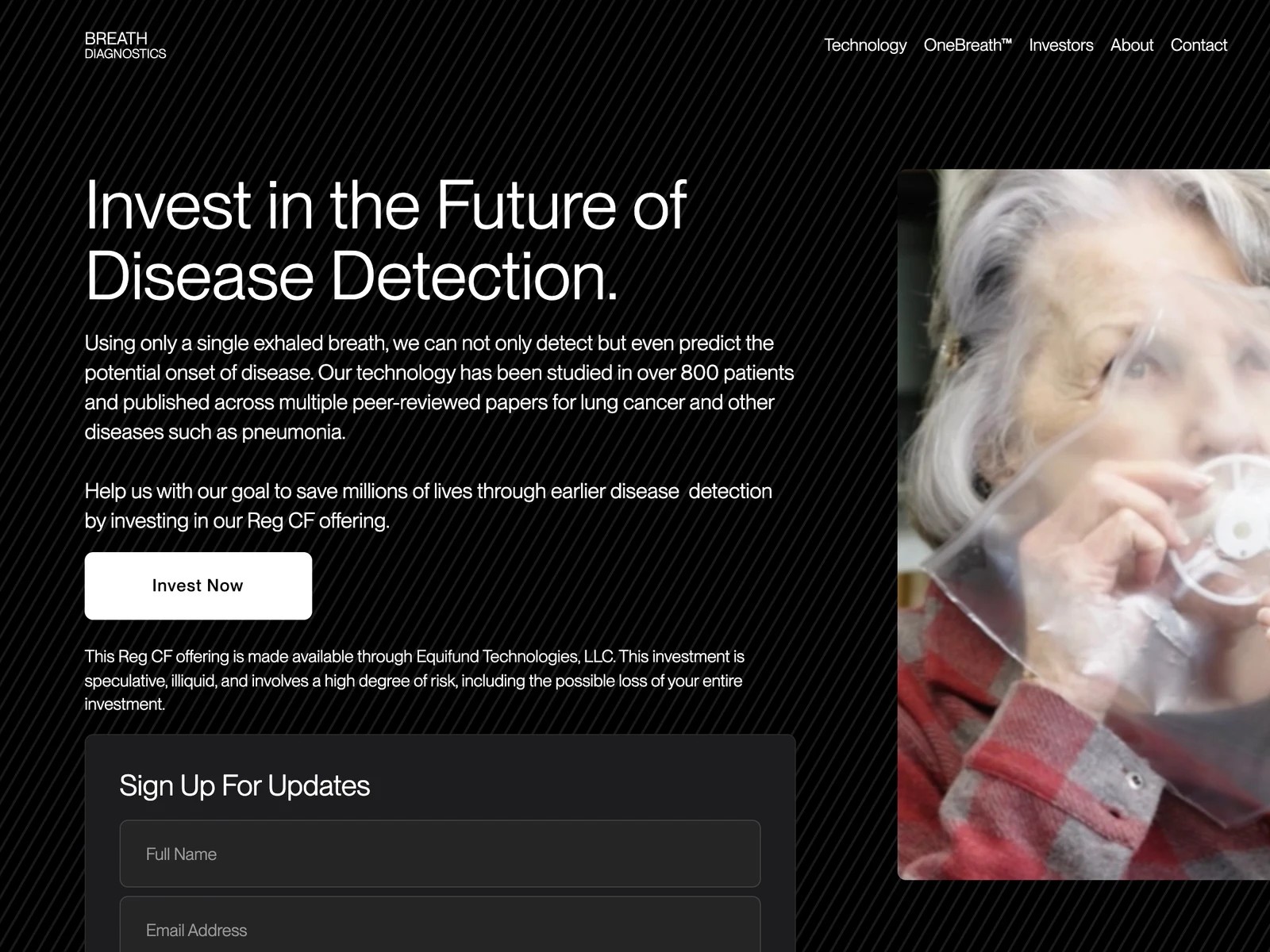 Die Investorenseite von Breath Diagnostics
