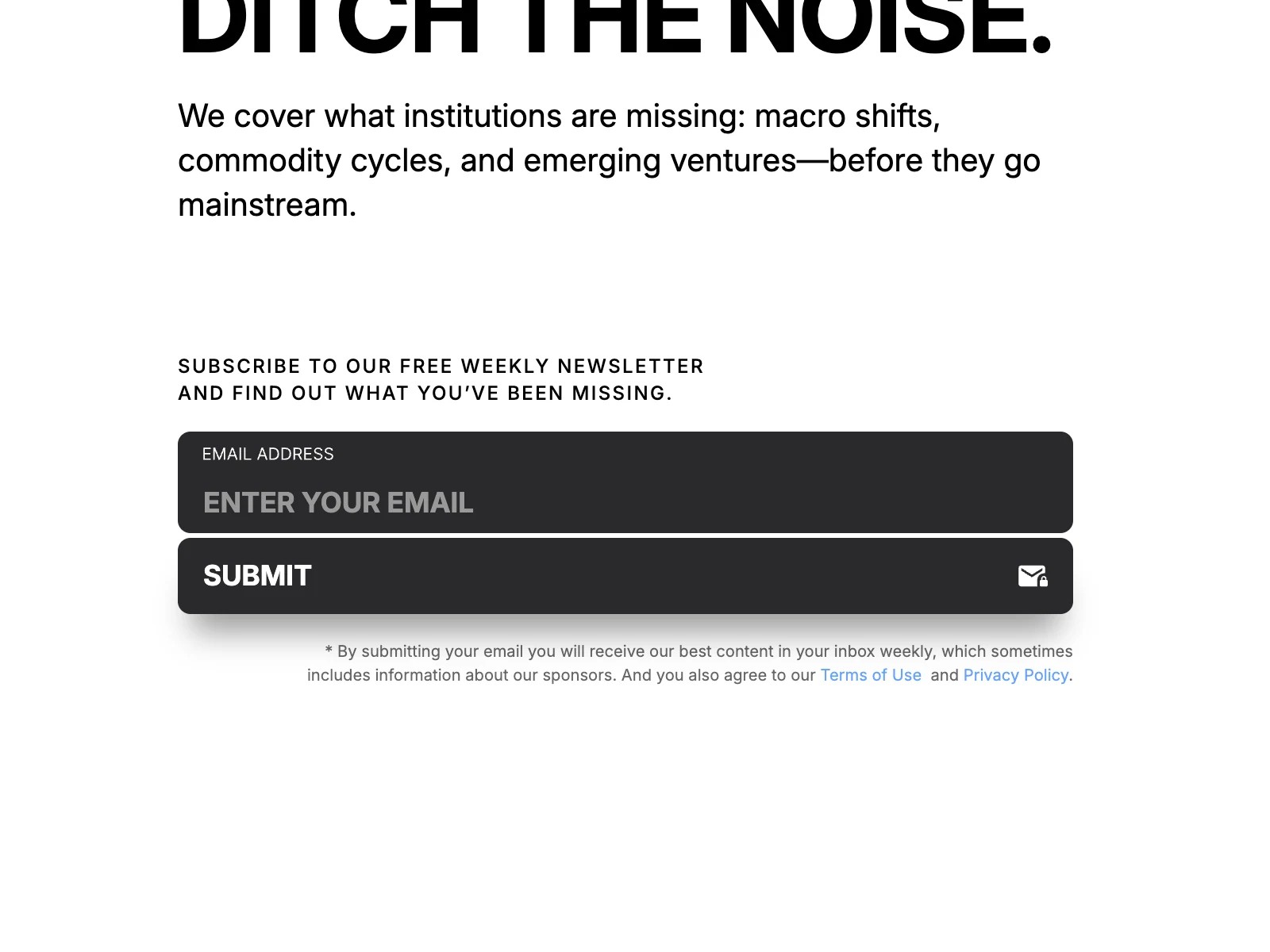 Newsletter-Erfassung auf pinnacledigest.com