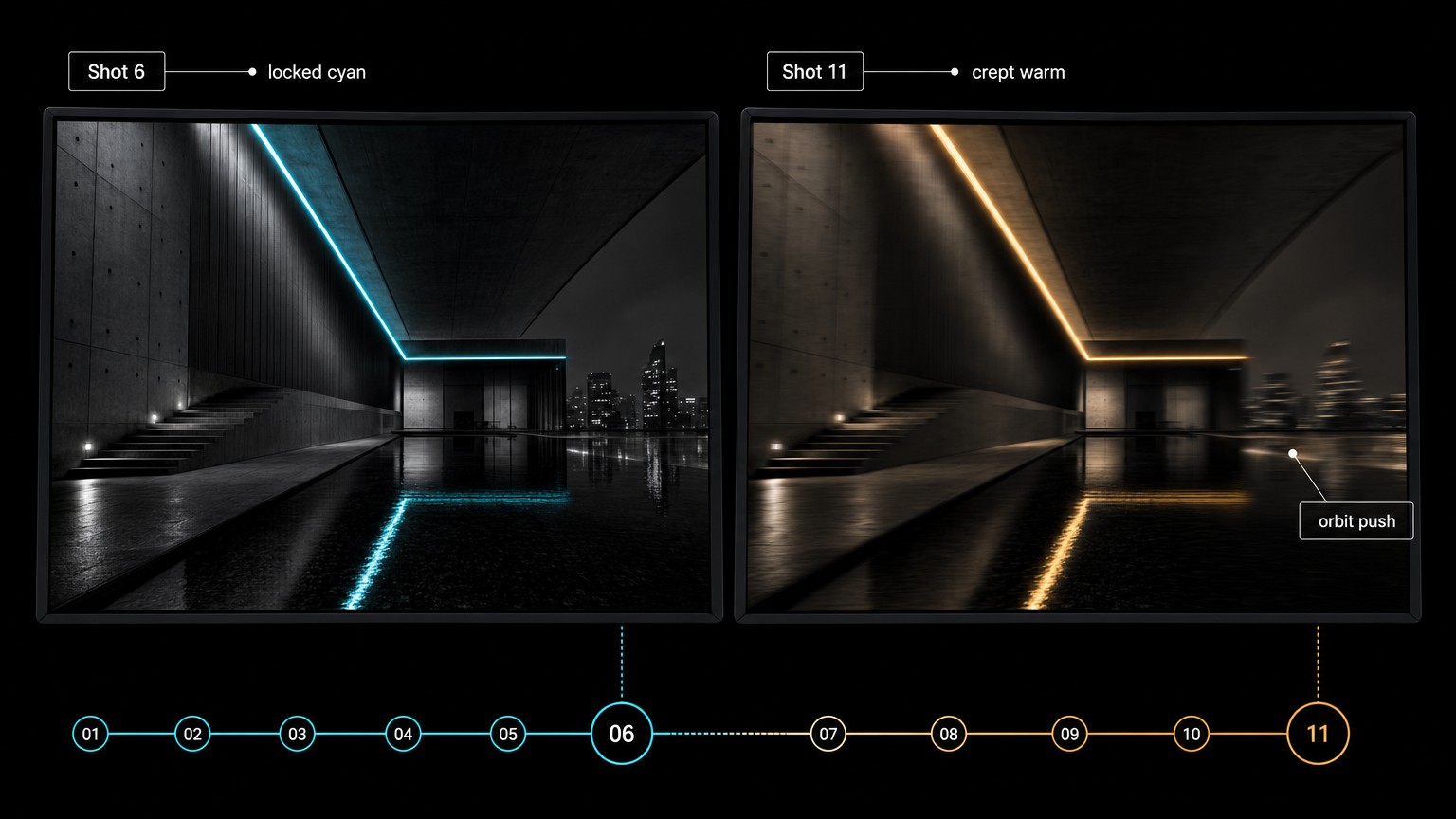 Before/after comparison showing brand color drift