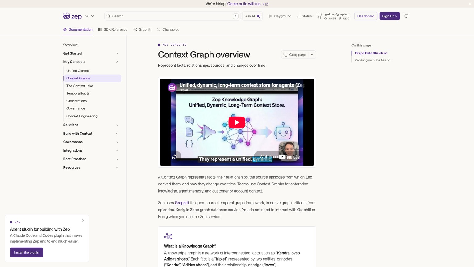 Zep public Context Graph documentation describing facts, relationships, sources and validity