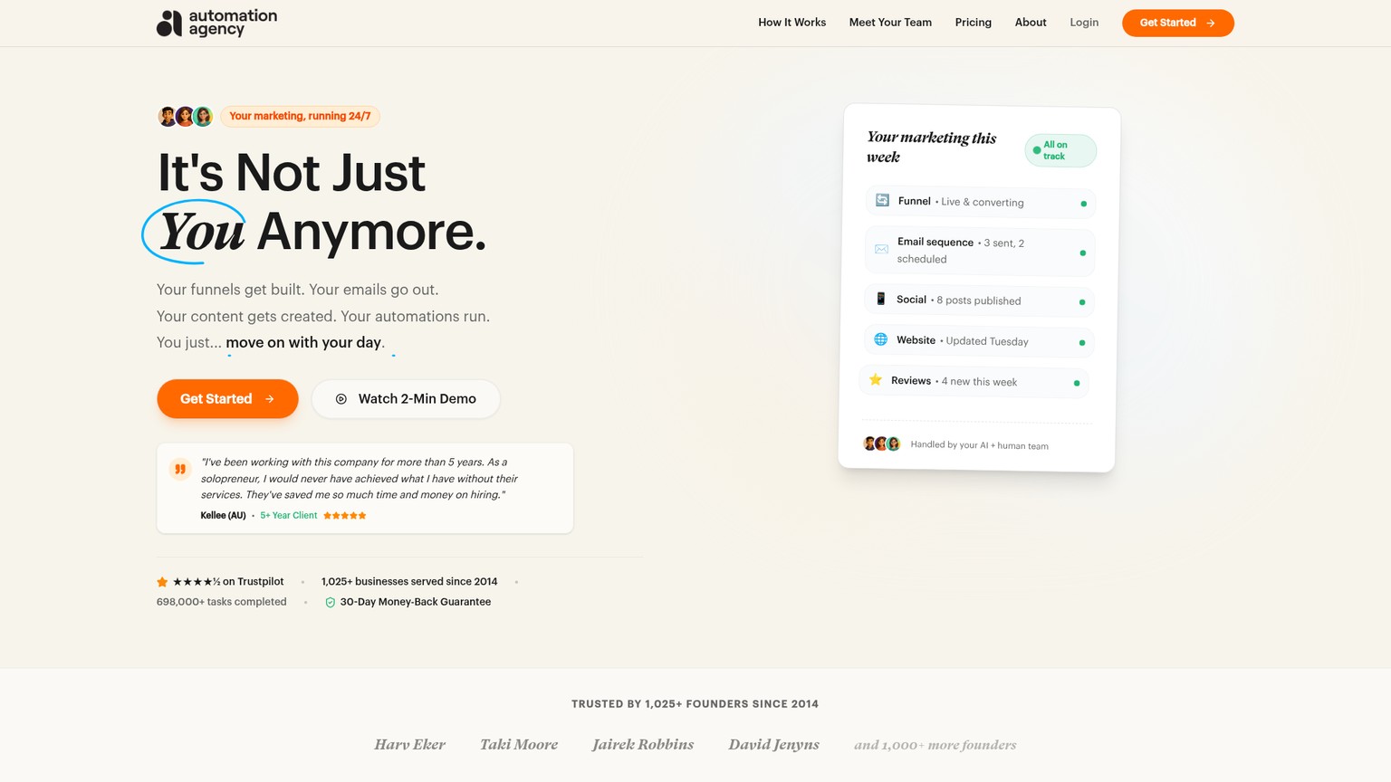 Automation Agency AI and human marketing service home page