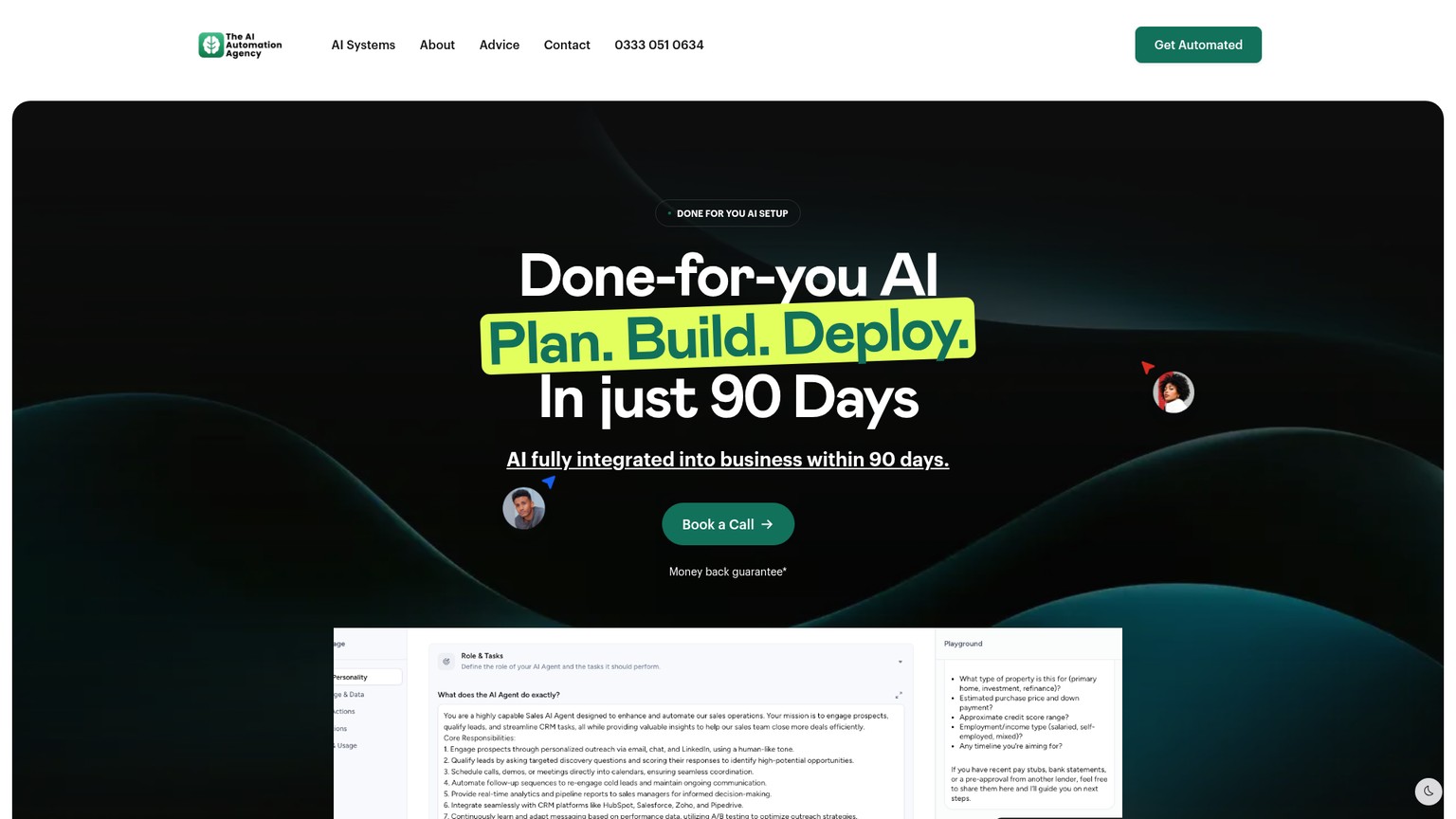 The AI Automation Agency done-for-you service home page