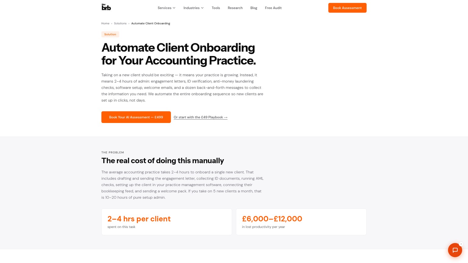 BRB automated client onboarding service for accounting practices