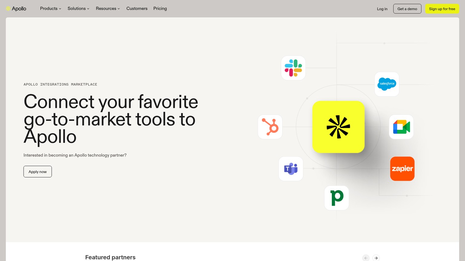 Apollo integrations marketplace listing CRM and data partners