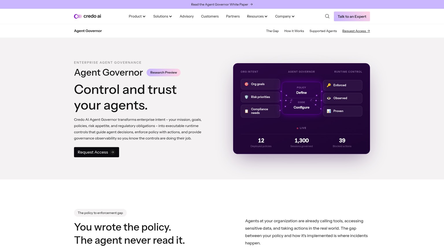 Credo AI Agent Governor research preview