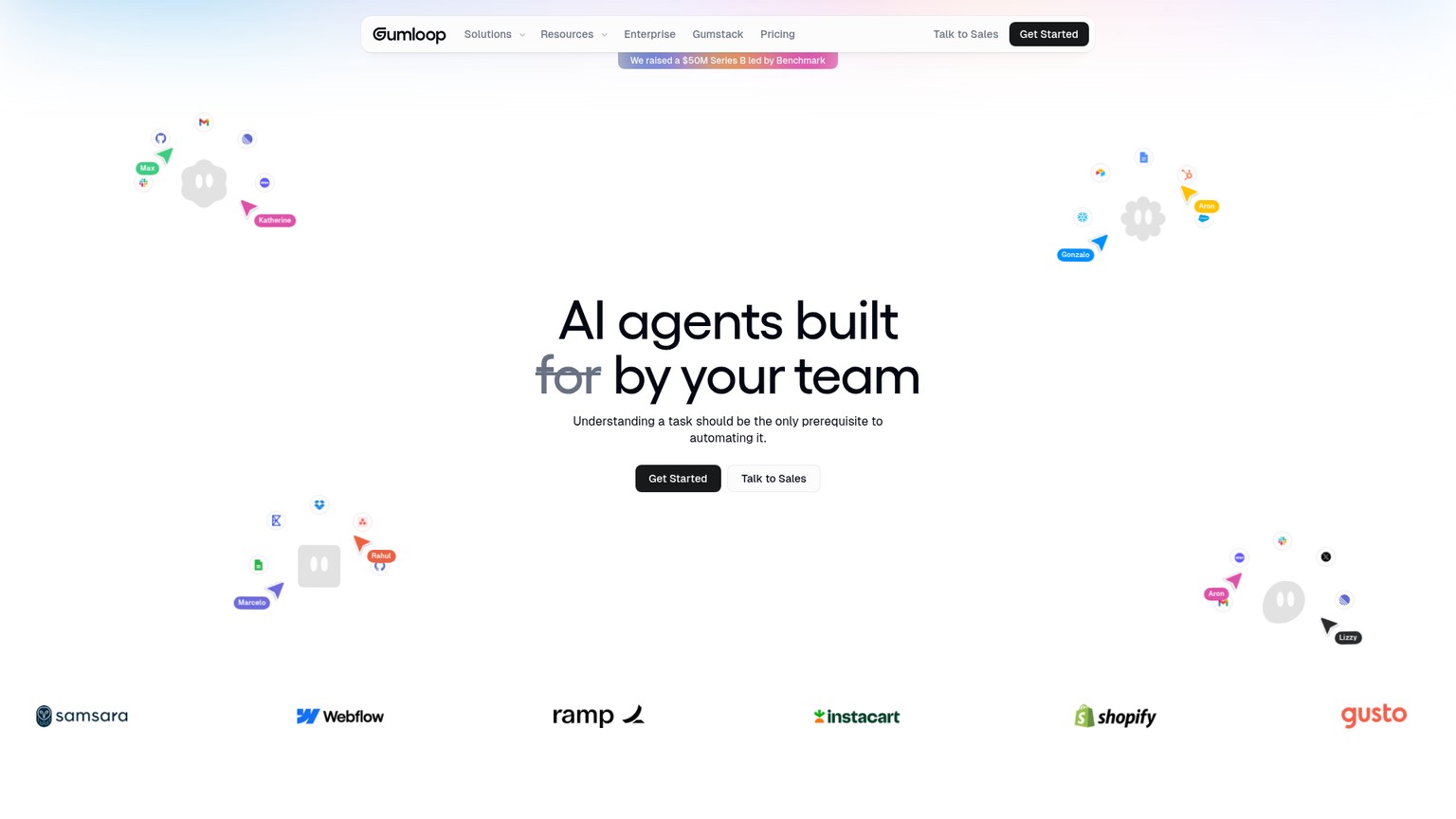 Gumloop AI agent and workflow platform website