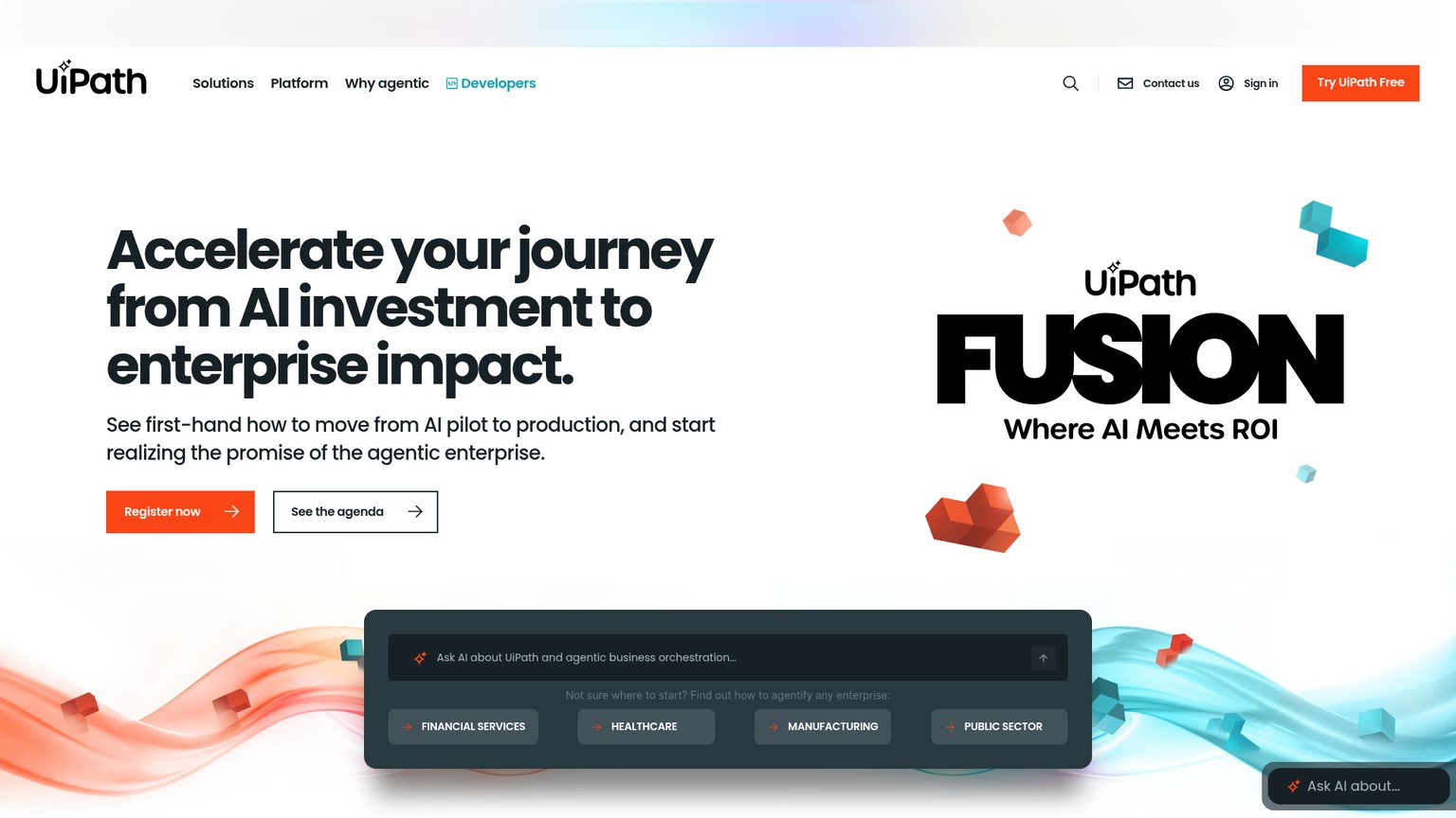 UiPath enterprise agentic automation platform website