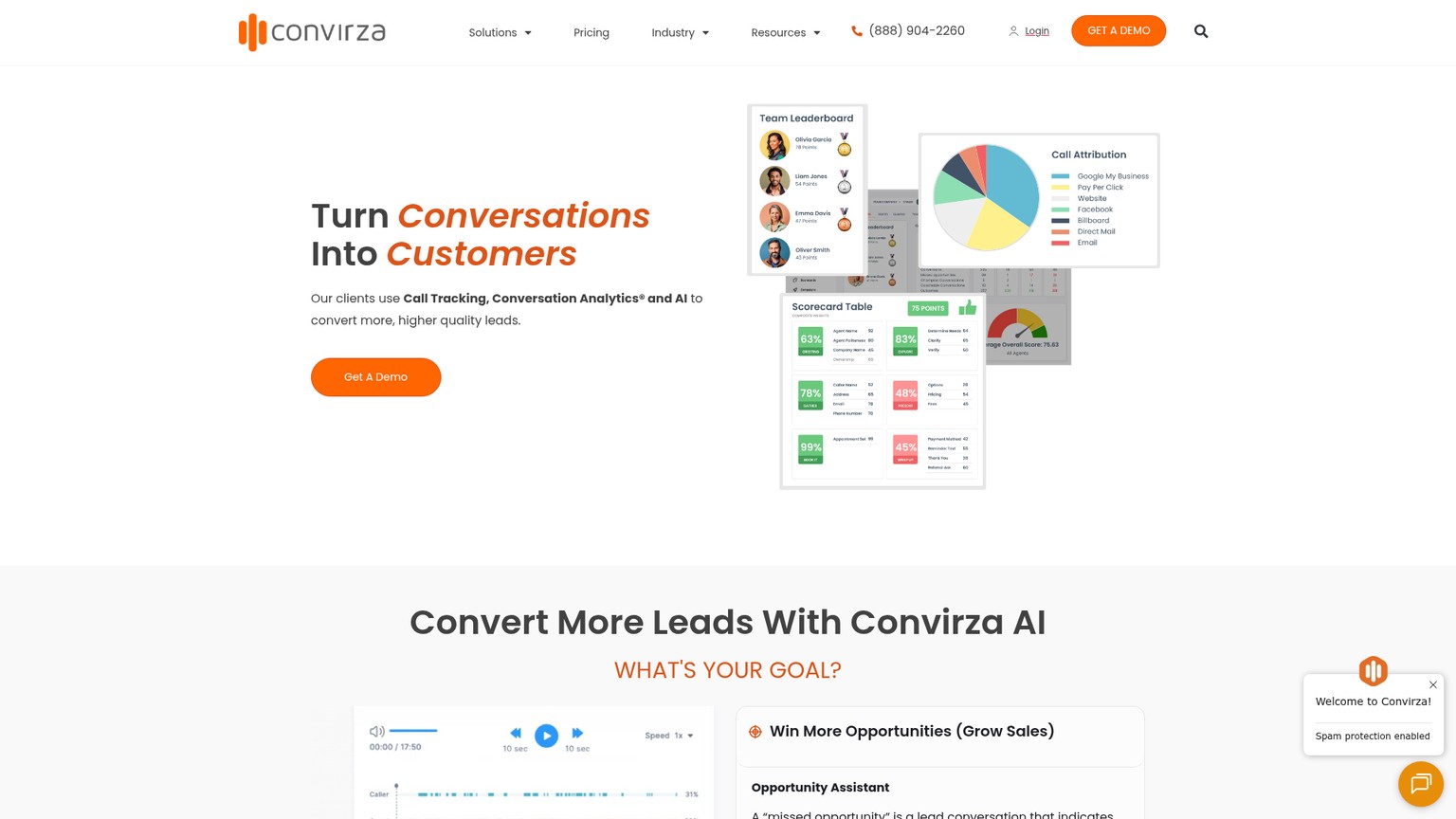 Convirza homepage screenshot
