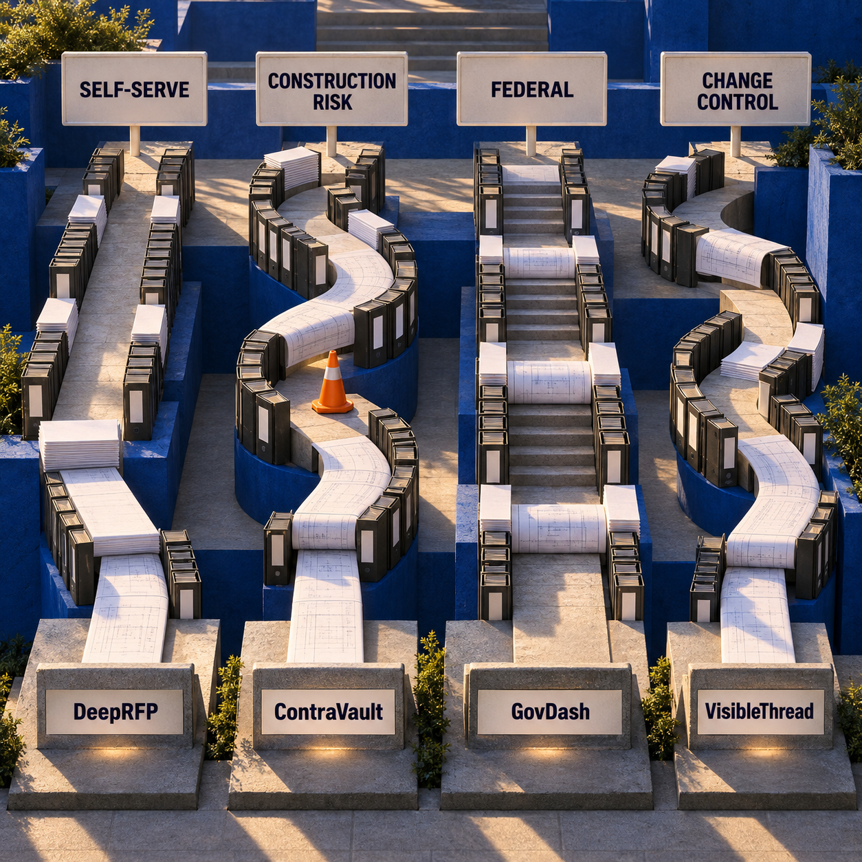 Ruta de decisión desde autoservicio riesgo de construcción flujo federal y control de cambios hasta las herramientas de matrices de cumplimiento adecuadas