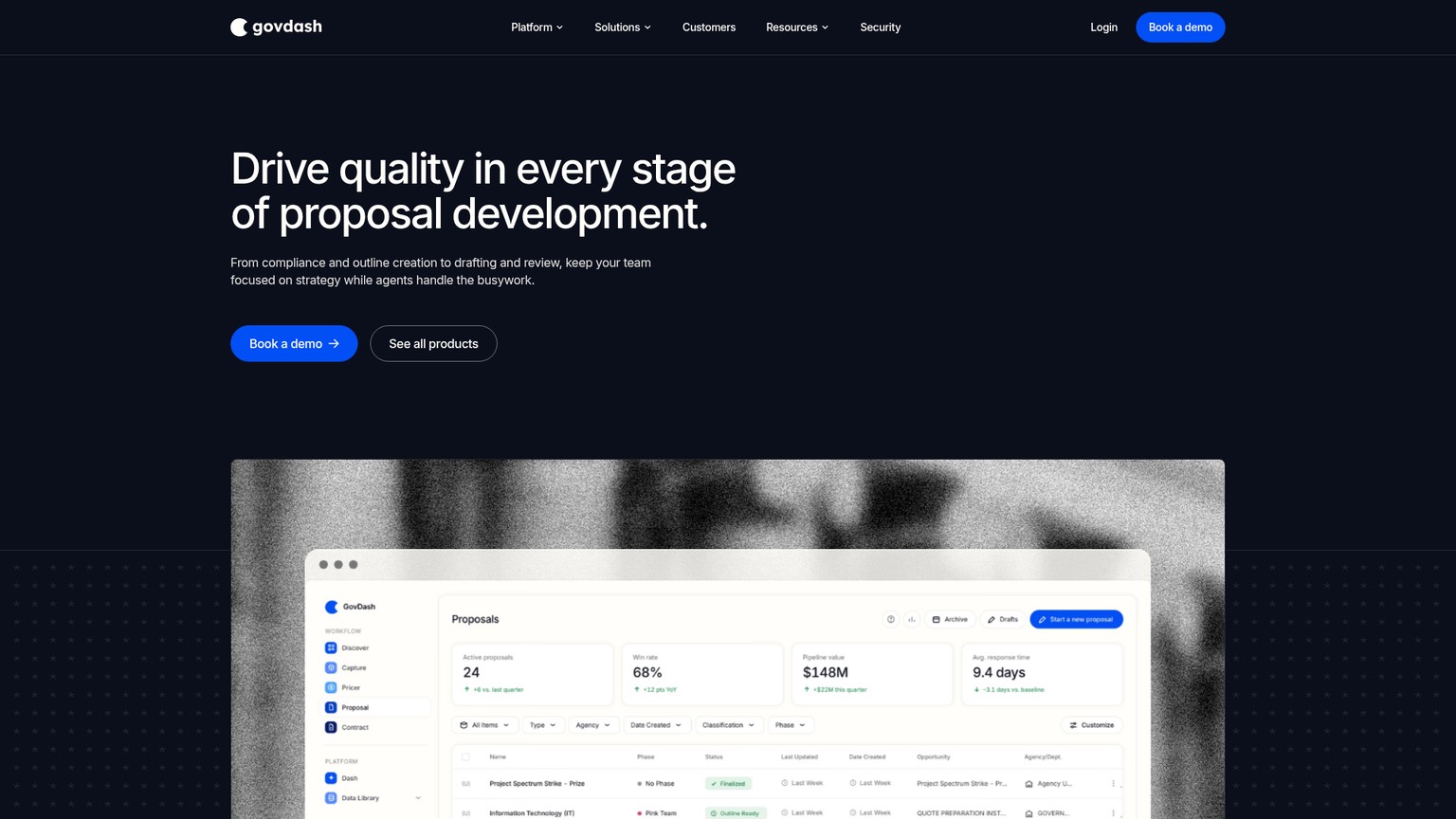 Flujo de matriz de cumplimiento para propuestas en GovDash