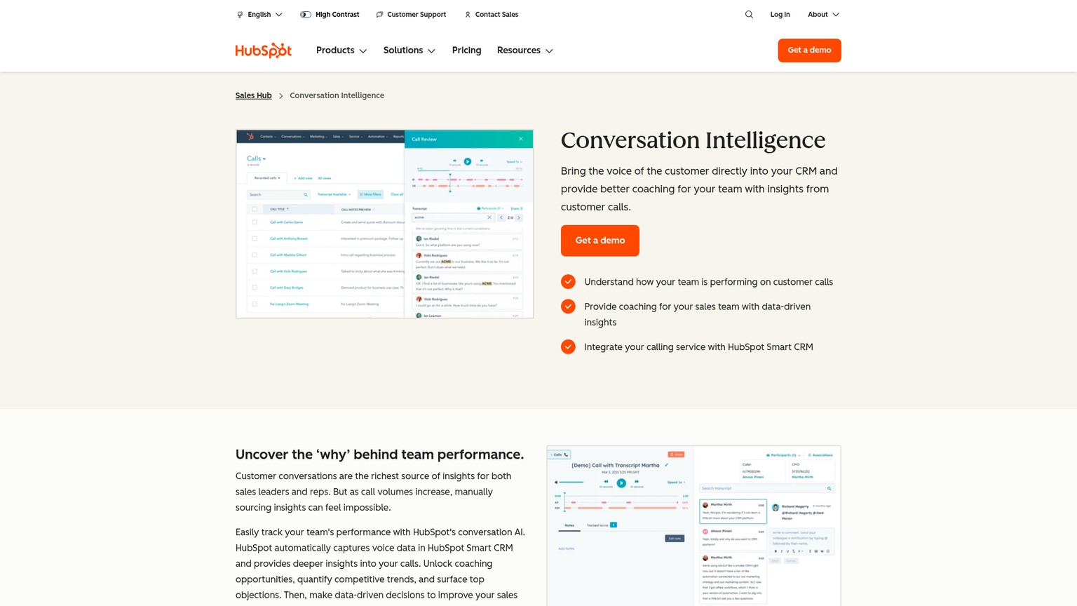 HubSpot Sales Hub Conversation Intelligence