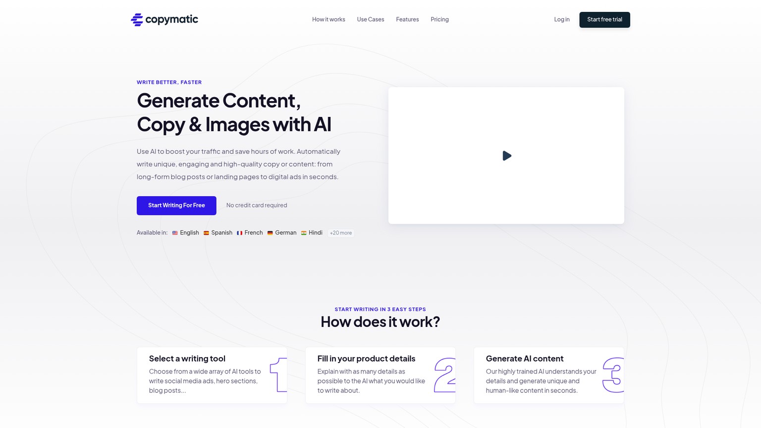 Copymatic homepage screenshot
