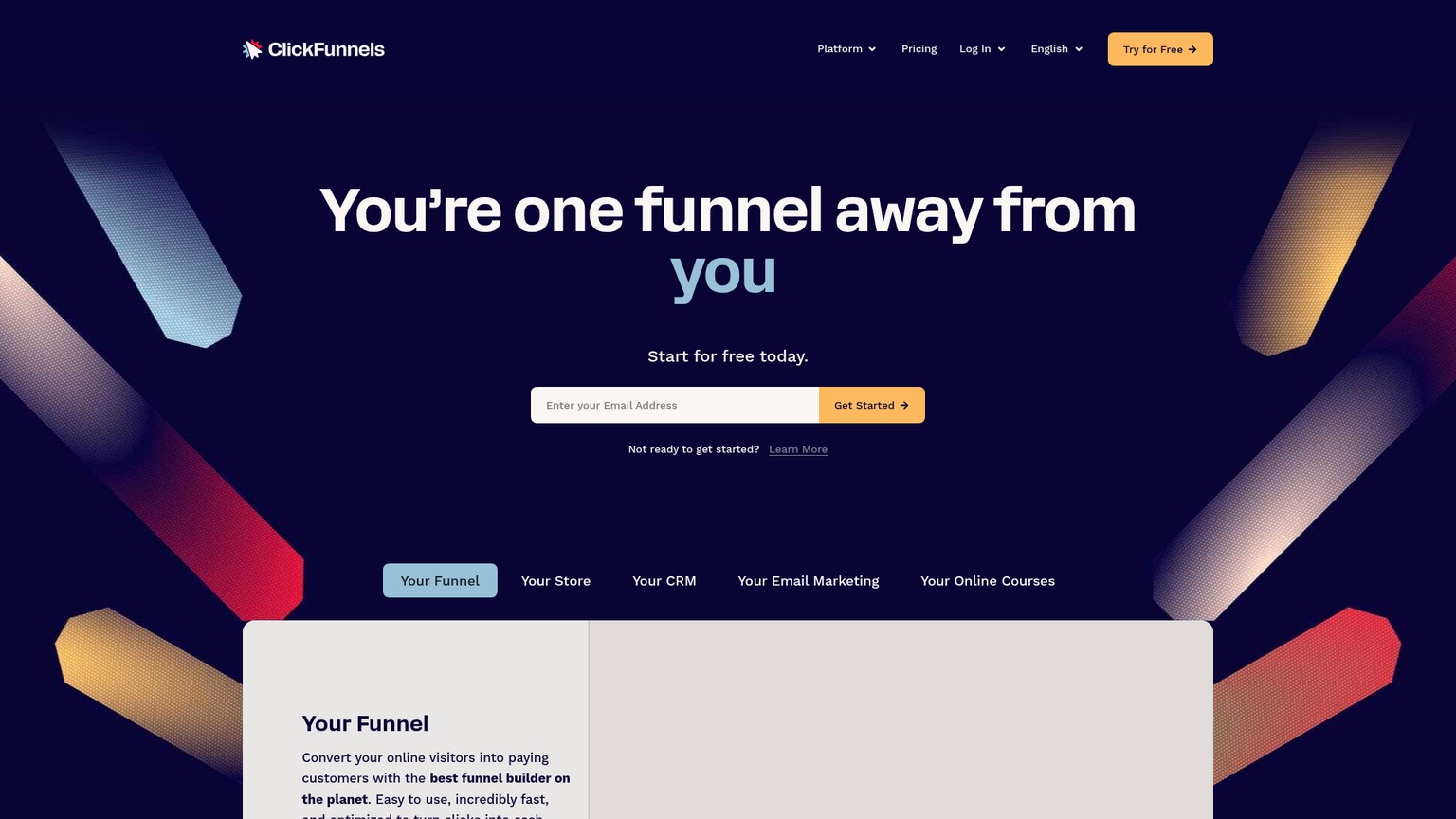 ClickFunnels funnel and landing page platform homepage