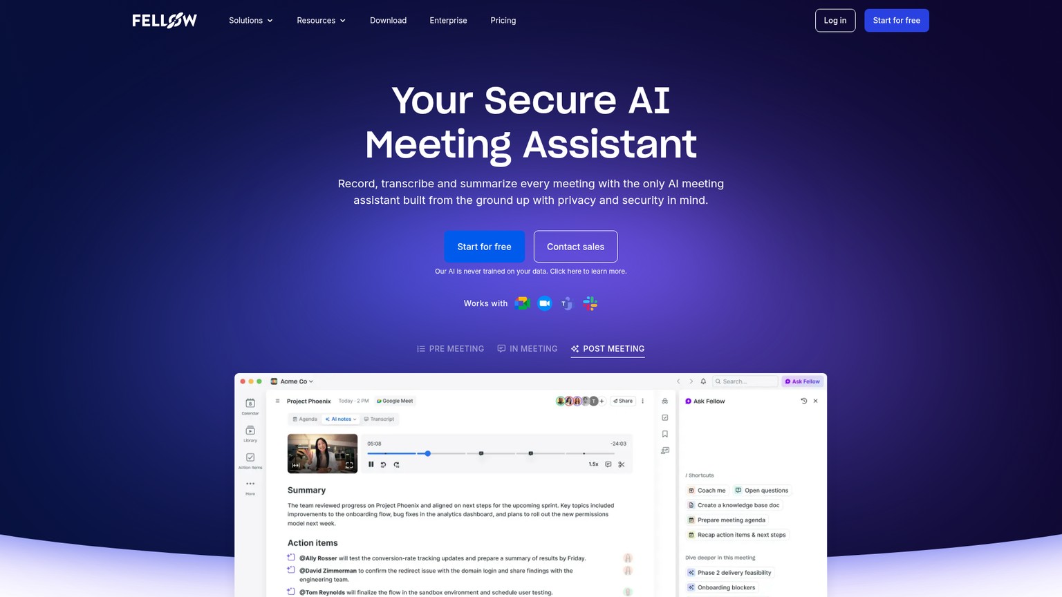Fellow secure meeting assistant