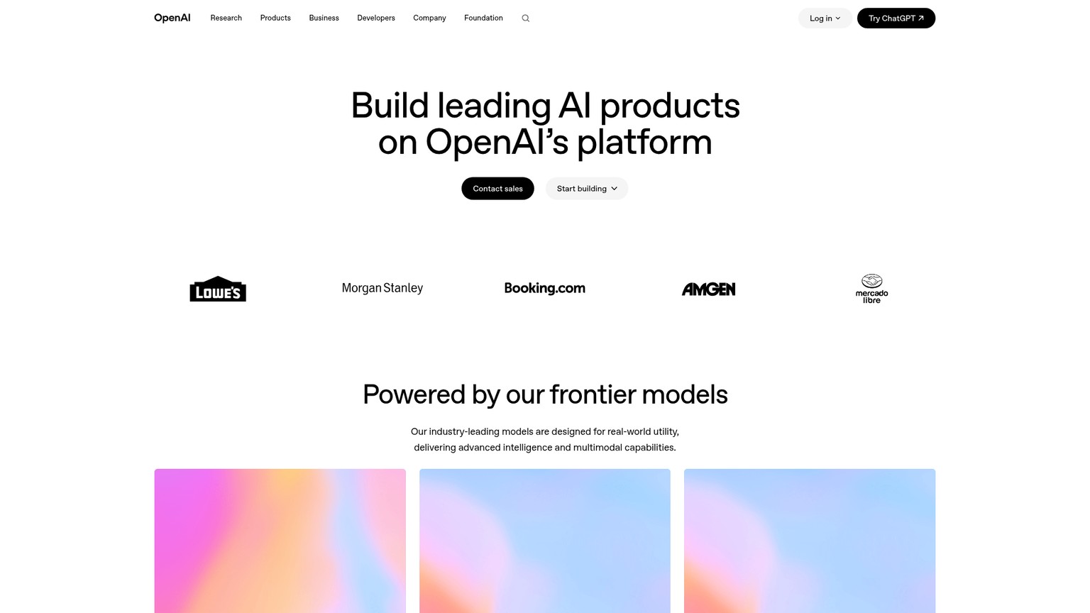 OpenAI API platform page