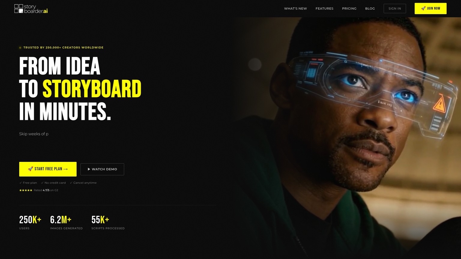 Storyboarder.ai interface for screenplay, shot list, storyboard, and animatic creation