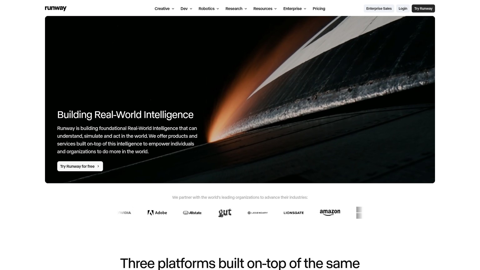 Runway creative AI workspace for video generation and Story Panels