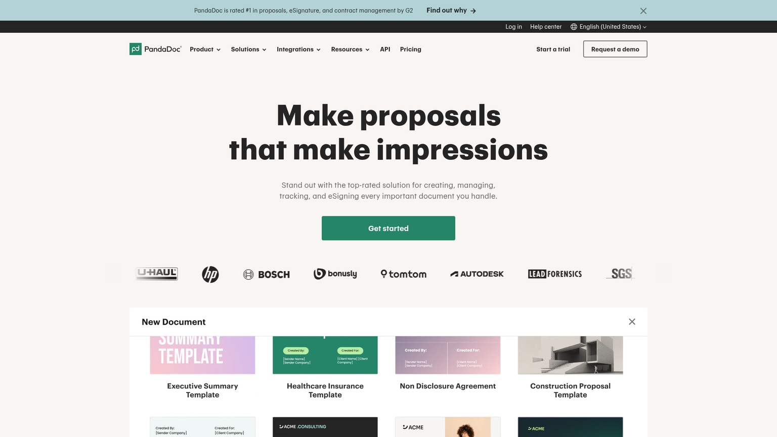 PandaDoc homepage screenshot
