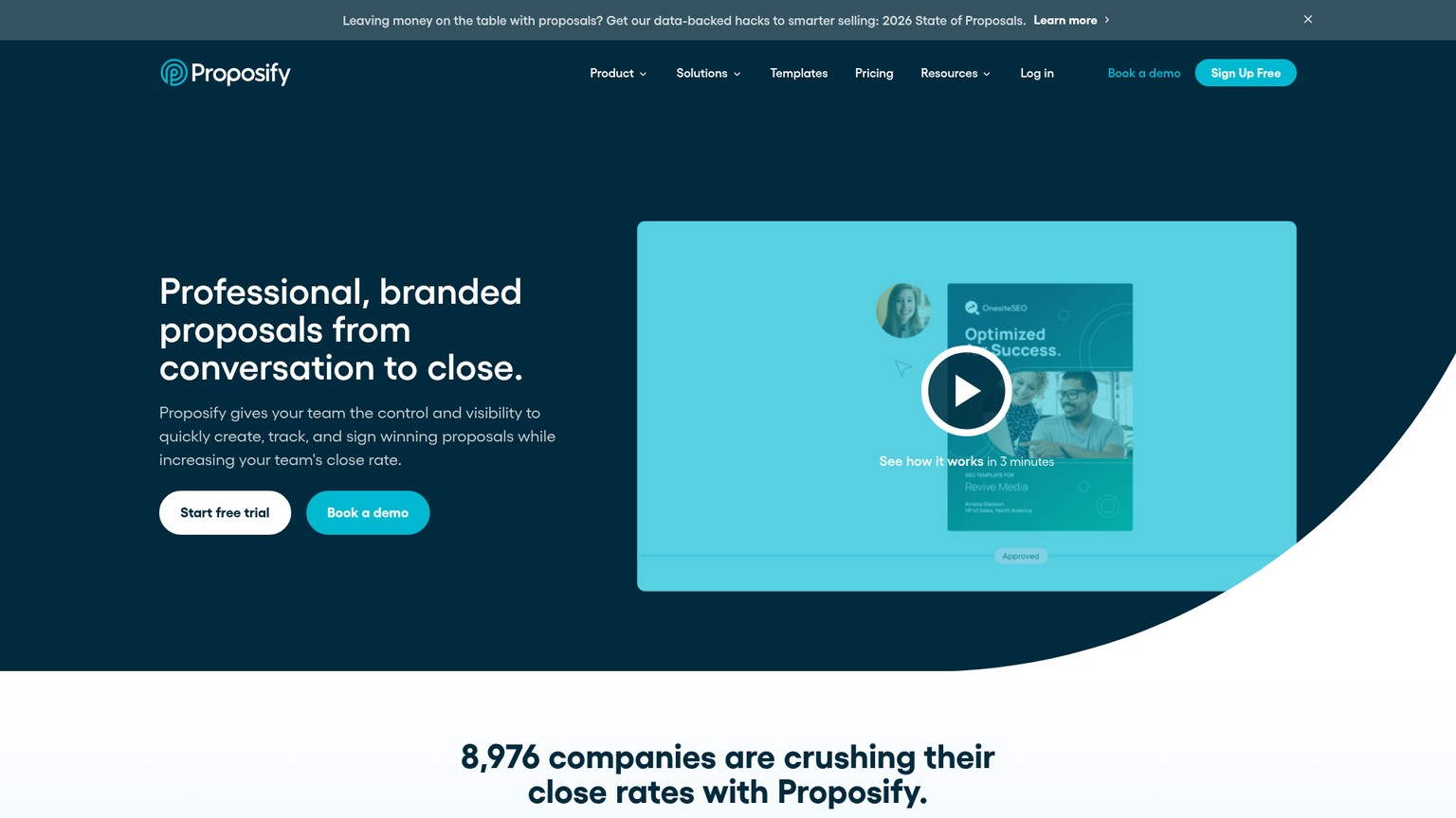 Proposify homepage screenshot