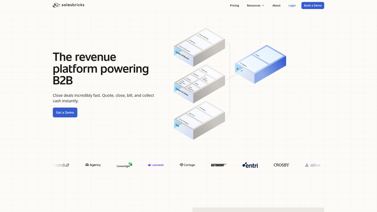 Salesbricks homepage screenshot