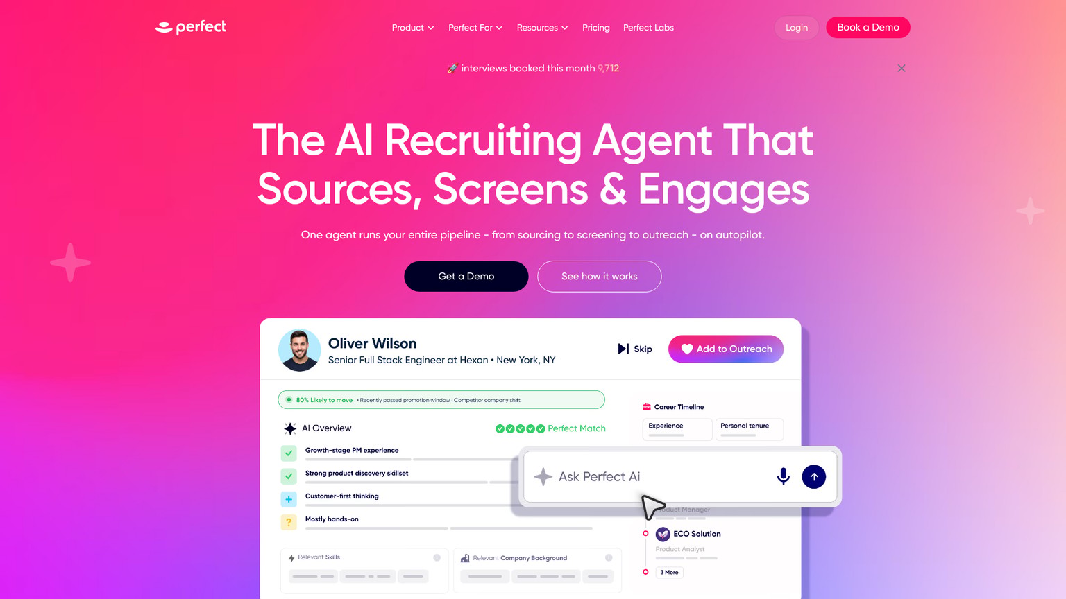GoPerfect autonomous recruiting agent screenshot