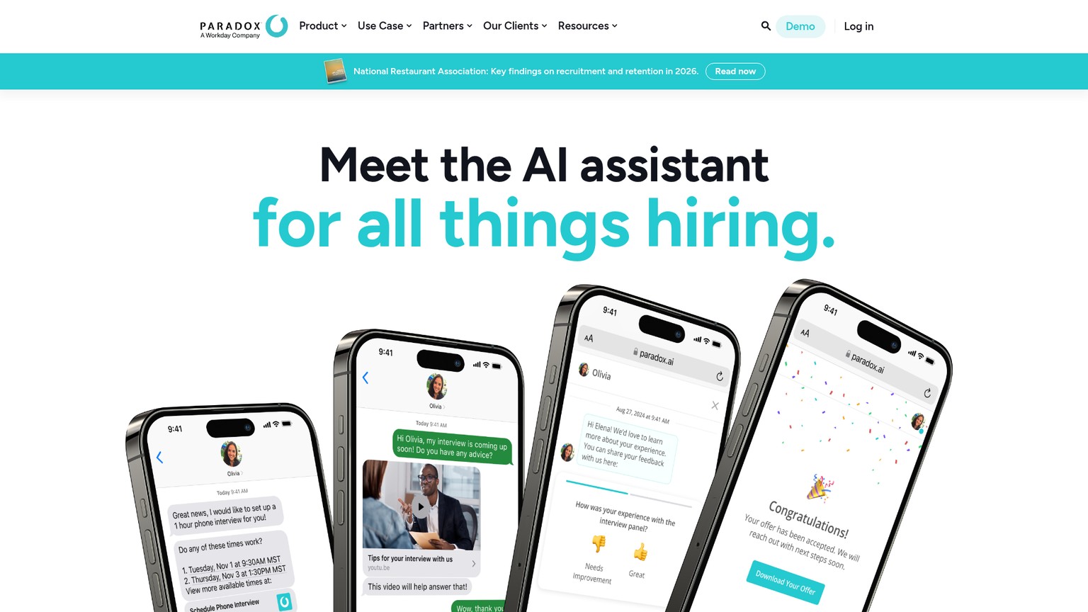 Paradox Olivia conversational hiring screenshot