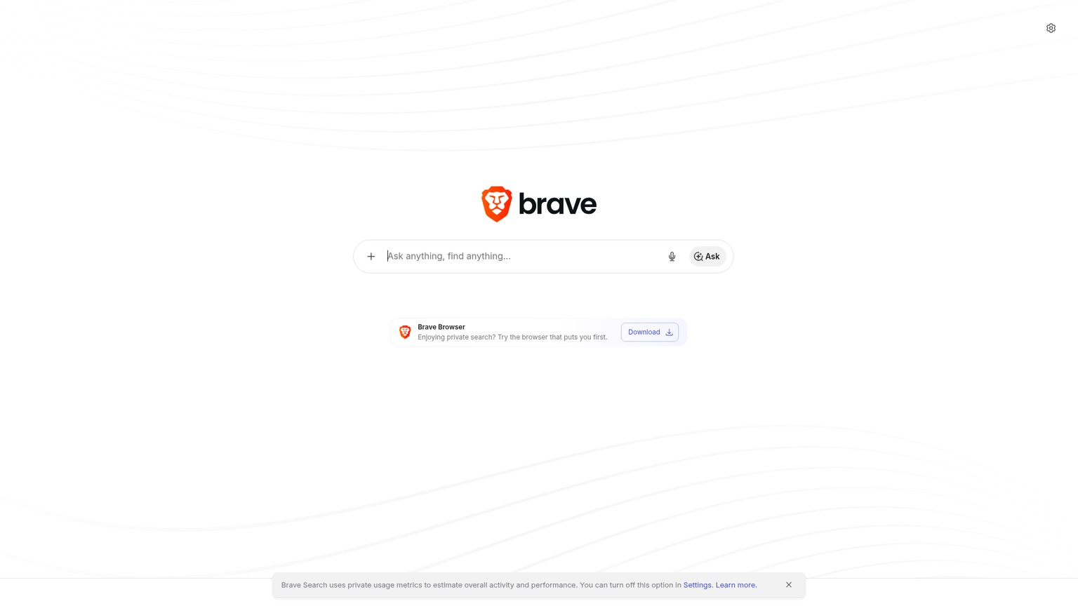 Interfaz de búsqueda privada de Brave Search