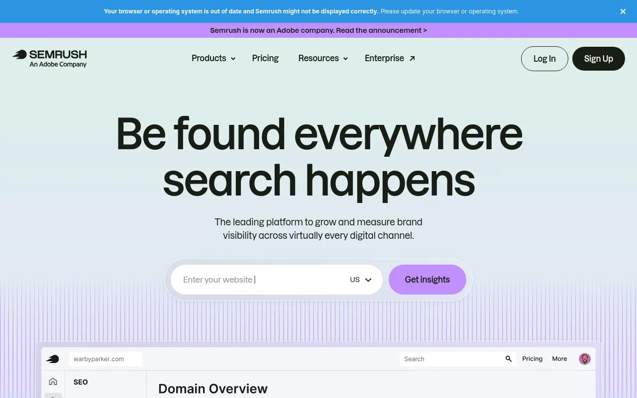 Semrush keyword research dashboard screenshot