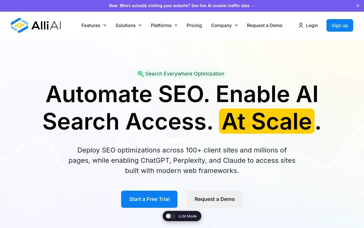 Alli AI on-page automation dashboard screenshot