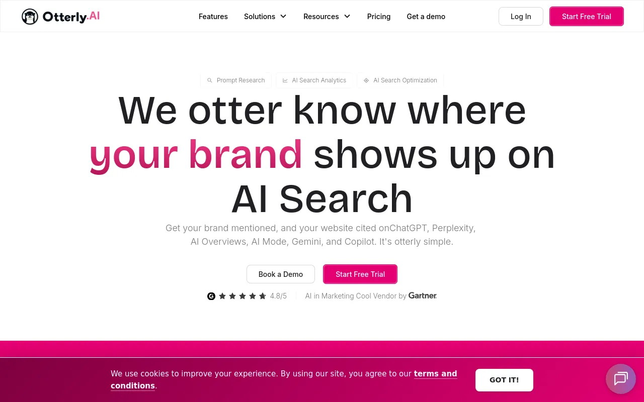Otterly.ai AI search rank tracking screenshot