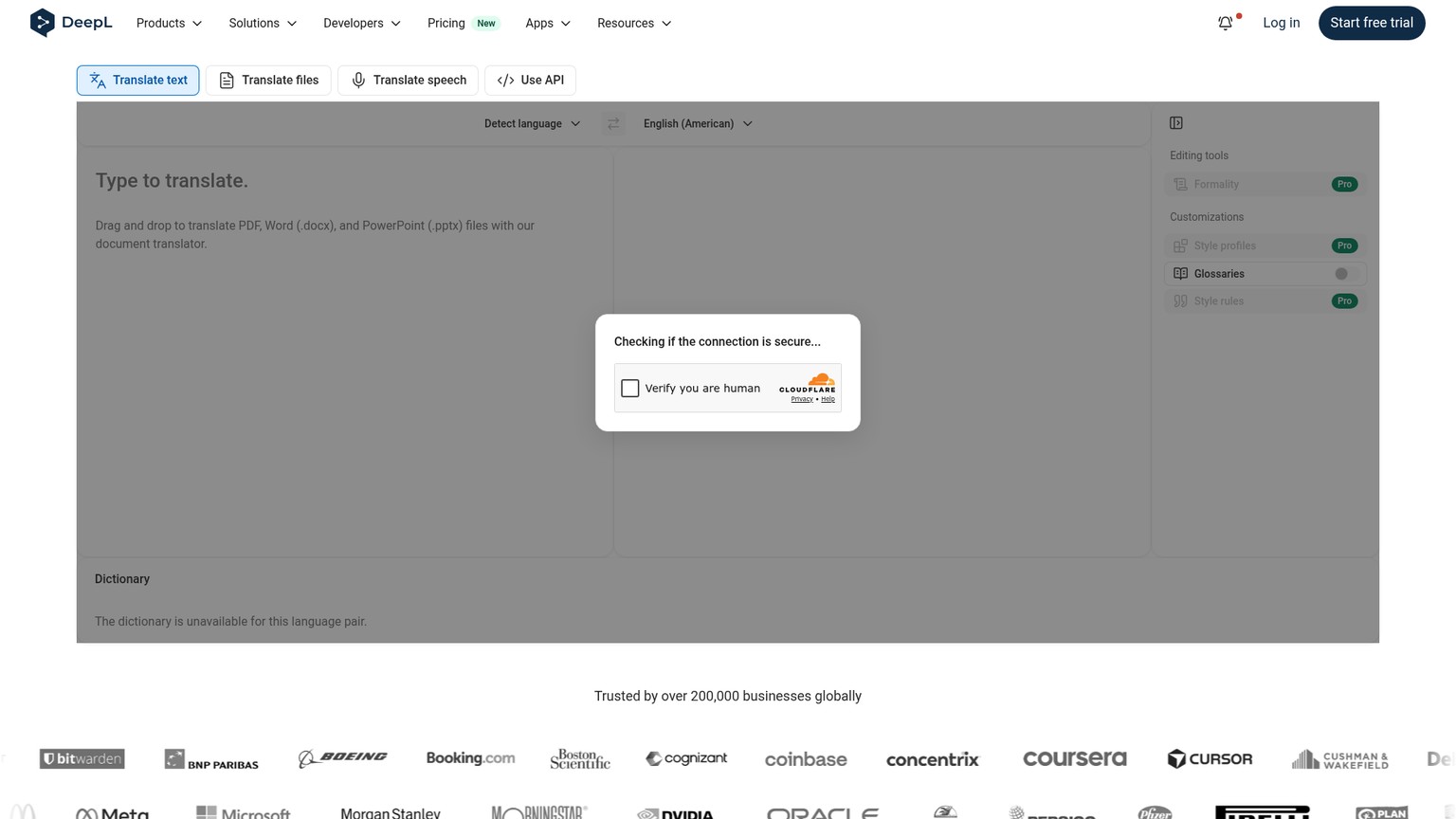 DeepL Translator Oberfläche zur Übersetzung von Texten und Dokumenten