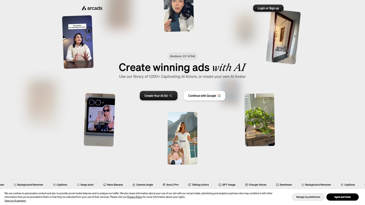 Arcads AI actor library screenshot