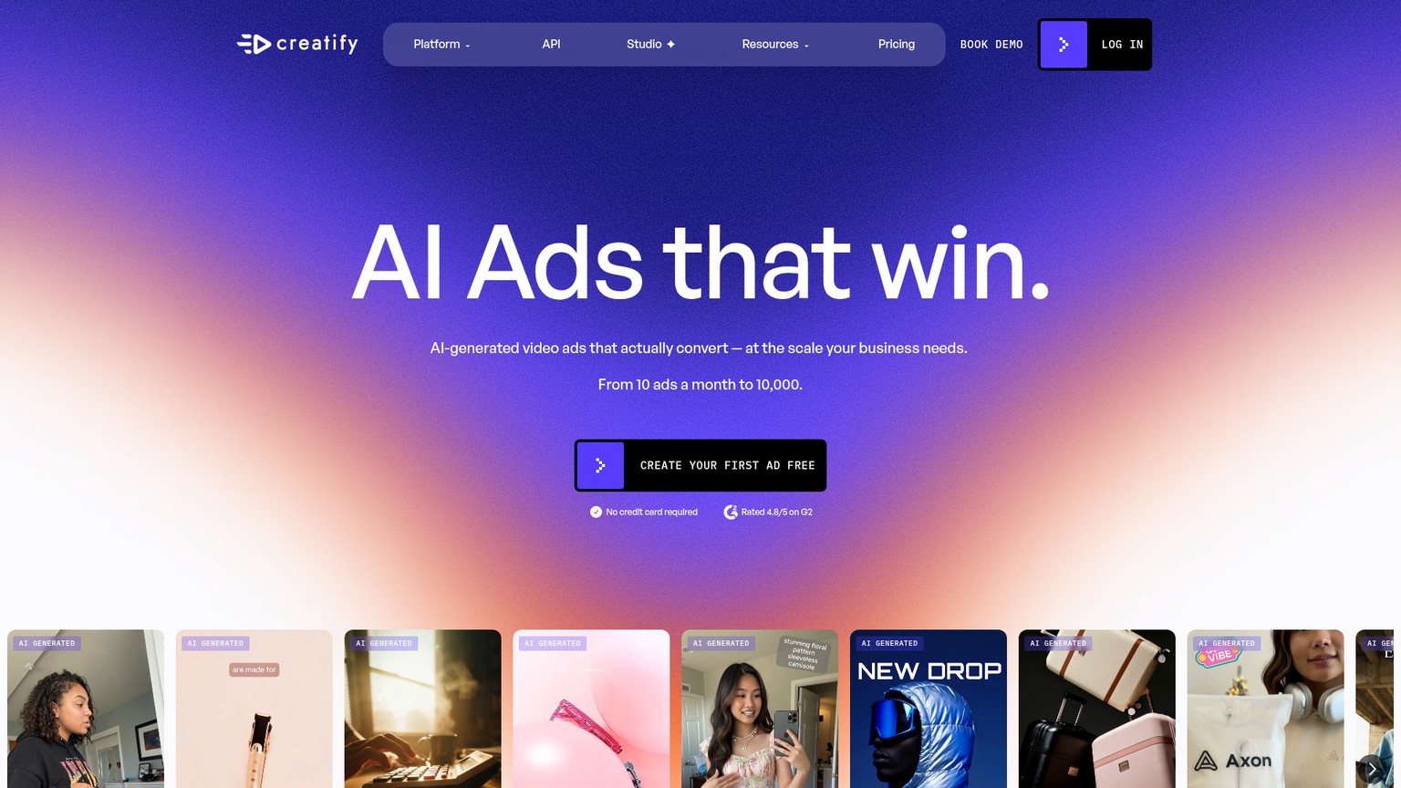 Creatify AI UGC dashboard screenshot