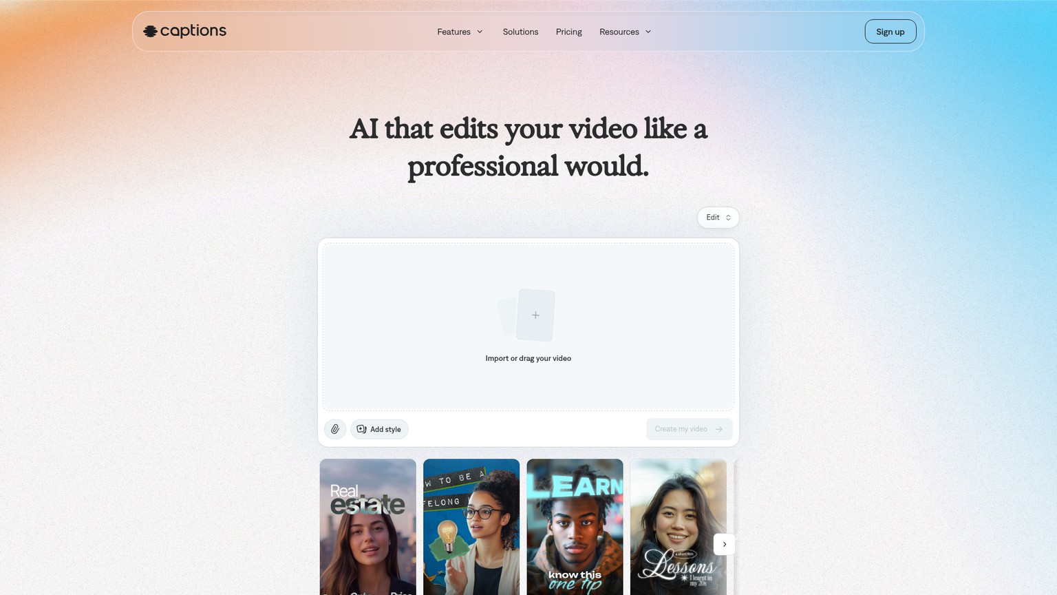 Captions Mirage AI actor editor screenshot
