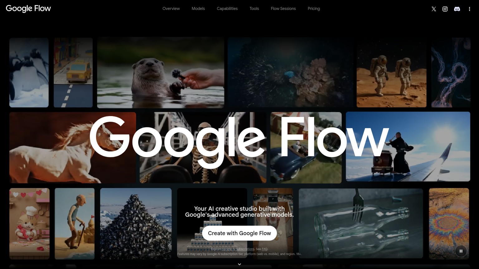 Workspace creativo per video Google Flow con Veo 3.1