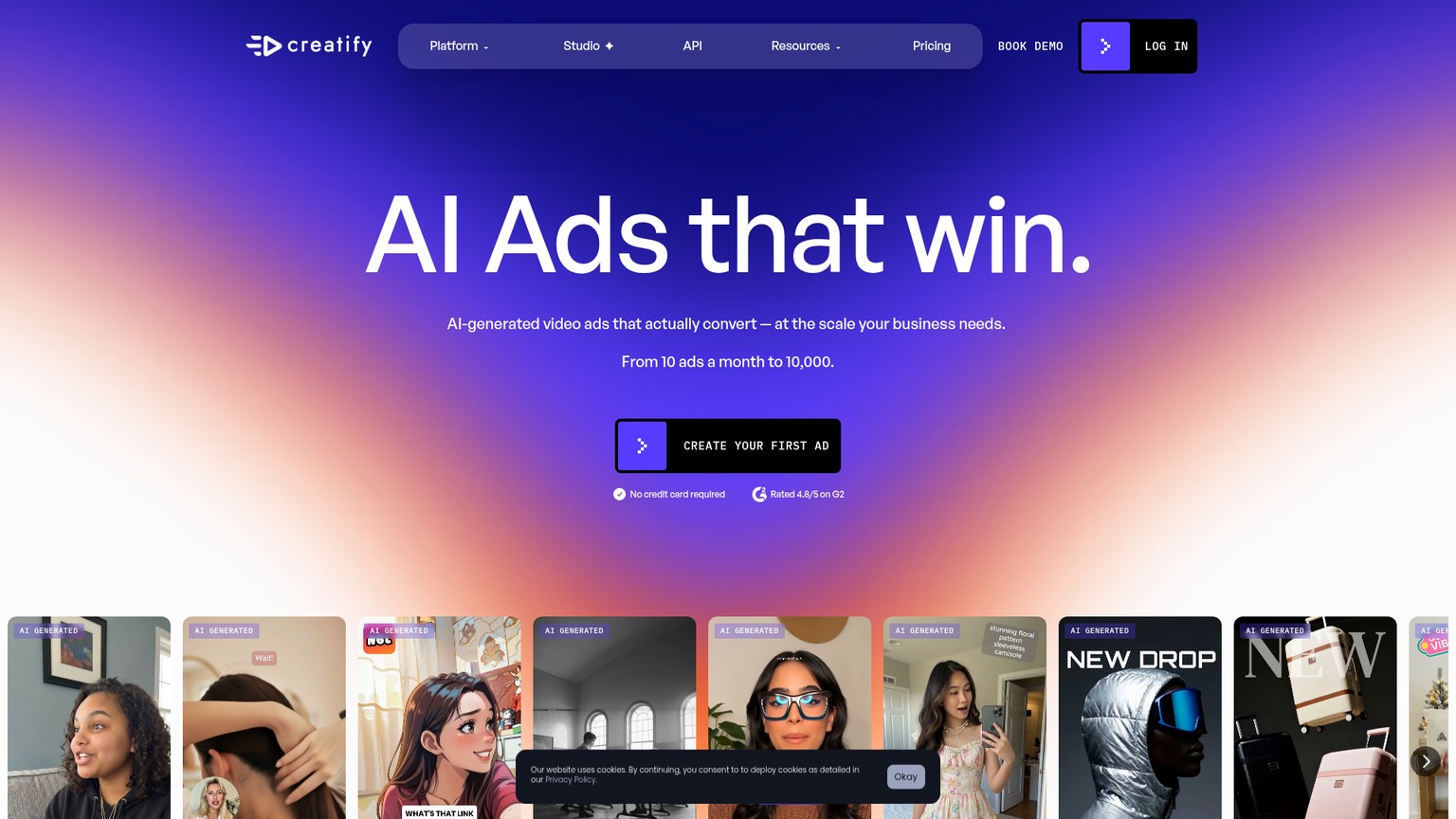 Creatify AI 广告平台首页